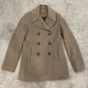 Calvin Klein Peacoat Tan Women's Size 4 Classic Wool Poly Cashmere